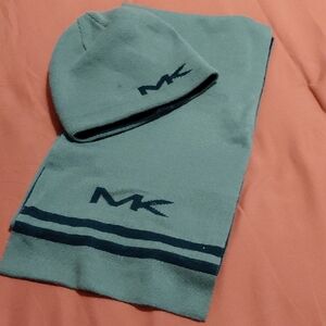Michael Kors Blue Beanie and Scarf Set